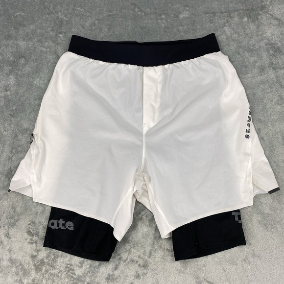 Lululemon Shorts Mens‎ Size Small White Lab Liner Diffract Run SeaWheeze M7AJTS - Picture 1 of 16